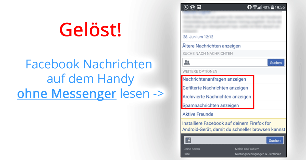 Facebook Messenger: Gefilterte Nachrichten lesen
